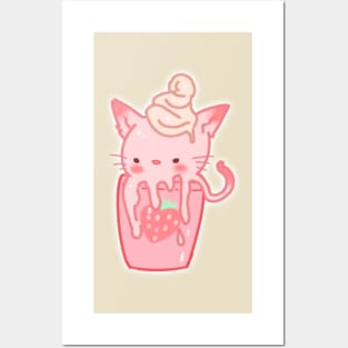 cappucino pets: strawberry kitty Posters and Art